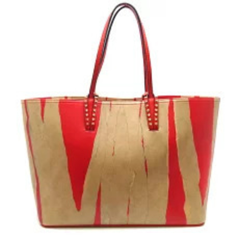 Christian Louboutin Leather Clutch Brown Tote Shoulder Pouch Bag Red Brown Red
